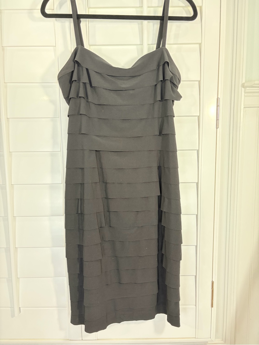 Evan Picone Black Tiered Mini Dress (10)